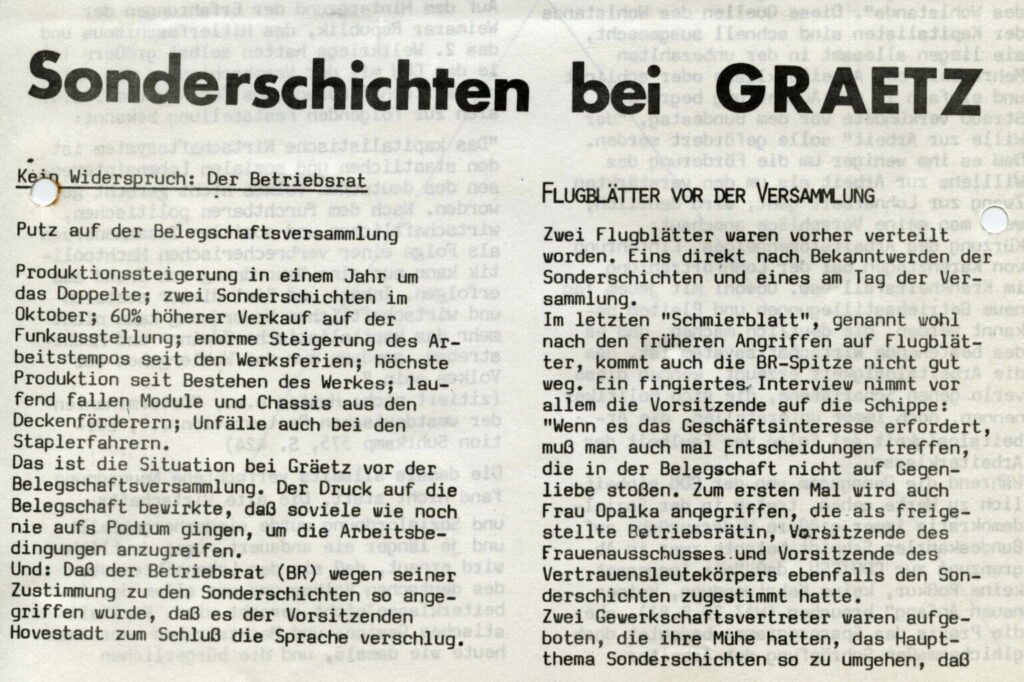 Bochumer Arbeiterzeitung 50 vom Oktober 1981. Wir dominieren die Betriebsversammlungen, haben aber keine Mehrheit.