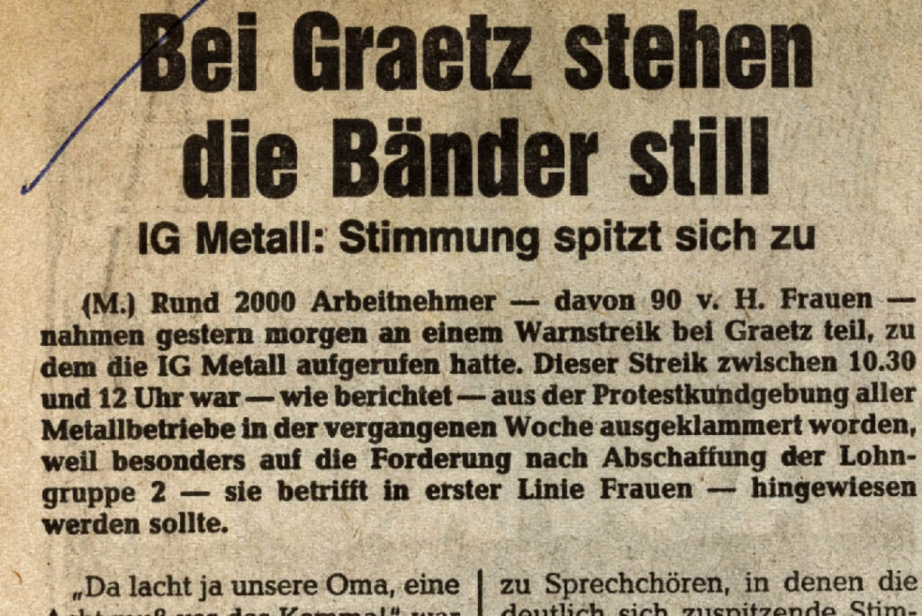 Die IG-Metall freut sich, dass aus Graetz ein kampfstarker Betrieb geworden ist und möchte ernten, was die Schmierblatt-Gruppe gesät hat.