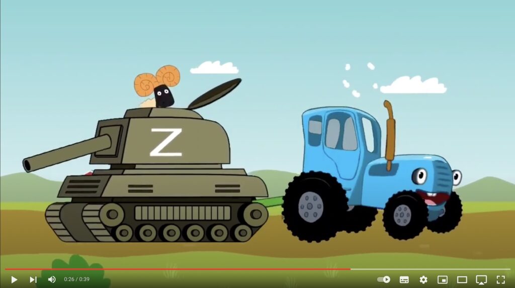Kinderfilm mit Panzer und Traktor