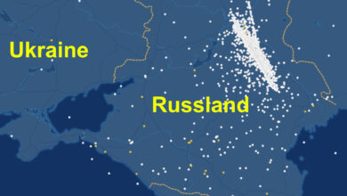 Verteilung der ADS-B Empfänger im Süden Russlands. Screenshot Quelle