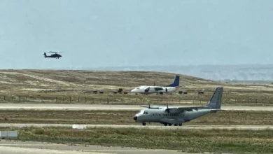 Erbil Flughafen - das Rollfeld teilen sich zivile und militärische Maschinen